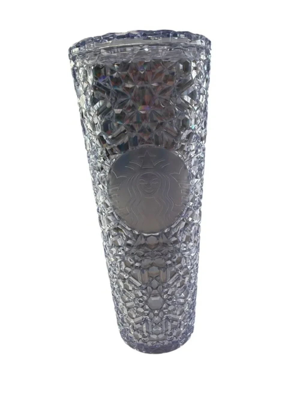 STARBUCKS Studded Acylic Plastic Tall Tumbler Geometric Iridescent Prism Rainbow